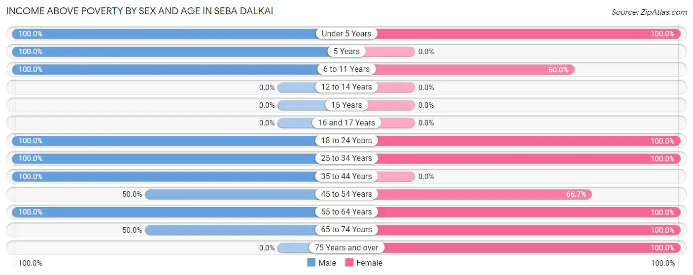Income Above Poverty by Sex and Age in Seba Dalkai
