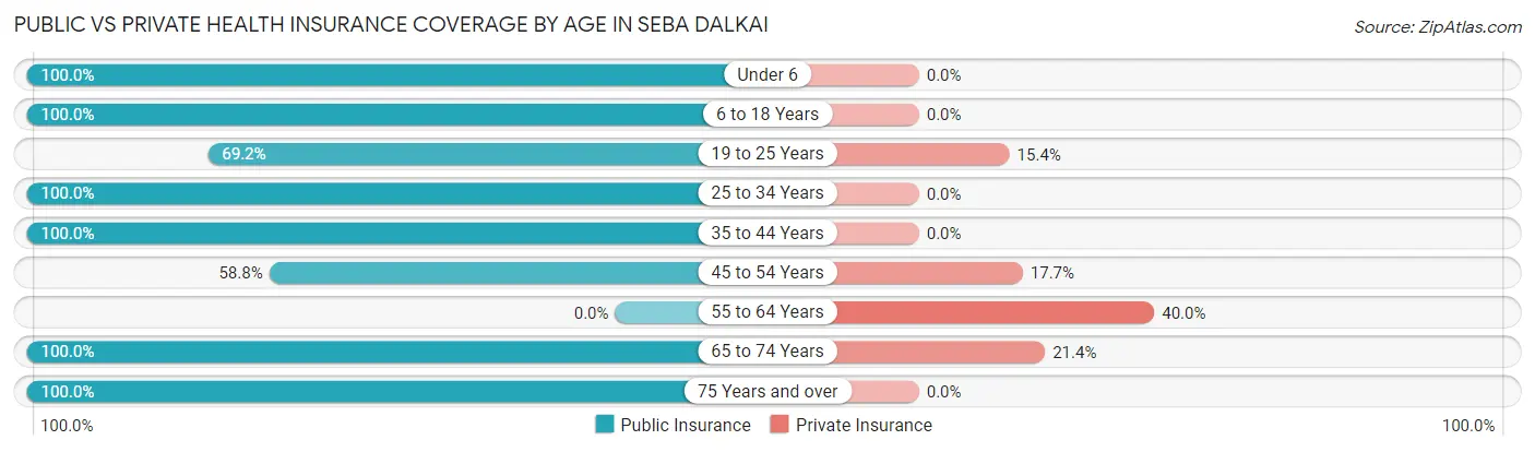 Public vs Private Health Insurance Coverage by Age in Seba Dalkai