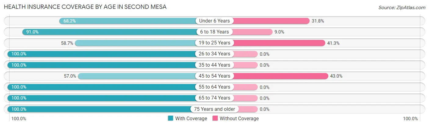 Health Insurance Coverage by Age in Second Mesa