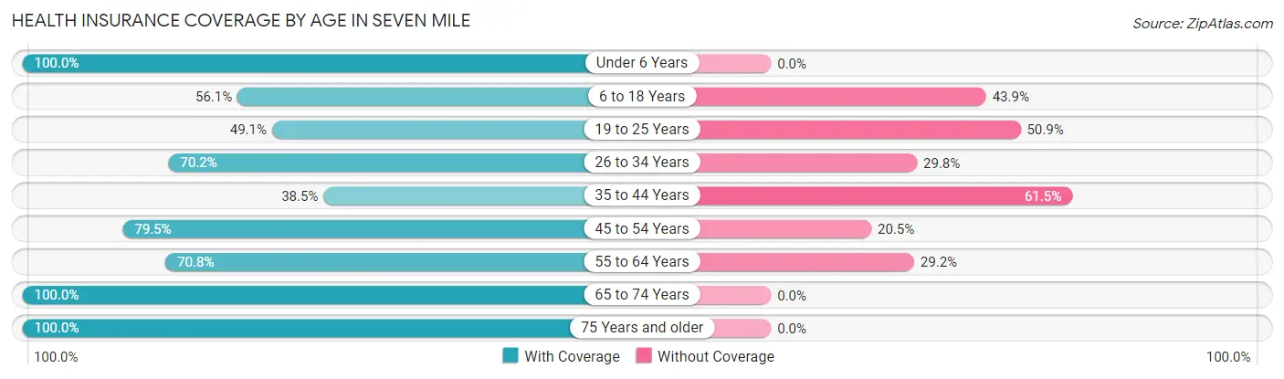 Health Insurance Coverage by Age in Seven Mile