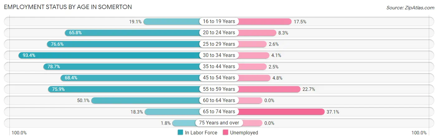 Employment Status by Age in Somerton