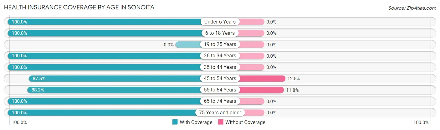 Health Insurance Coverage by Age in Sonoita