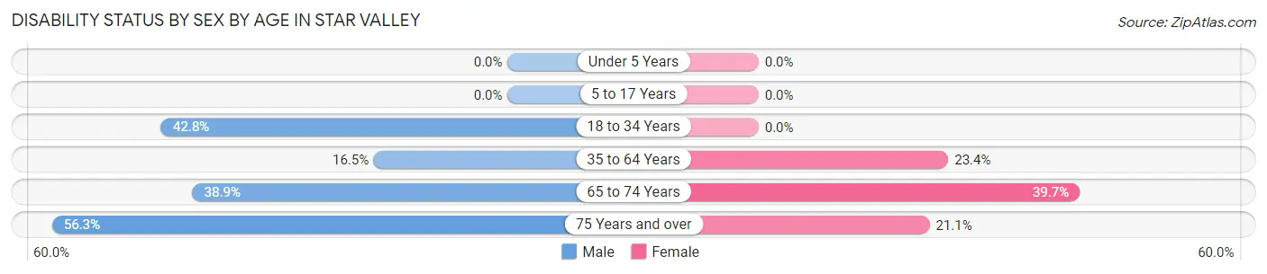Disability Status by Sex by Age in Star Valley