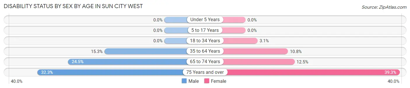 Disability Status by Sex by Age in Sun City West