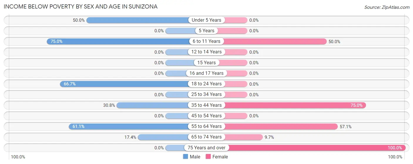 Income Below Poverty by Sex and Age in Sunizona