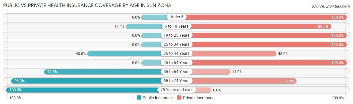 Public vs Private Health Insurance Coverage by Age in Sunizona