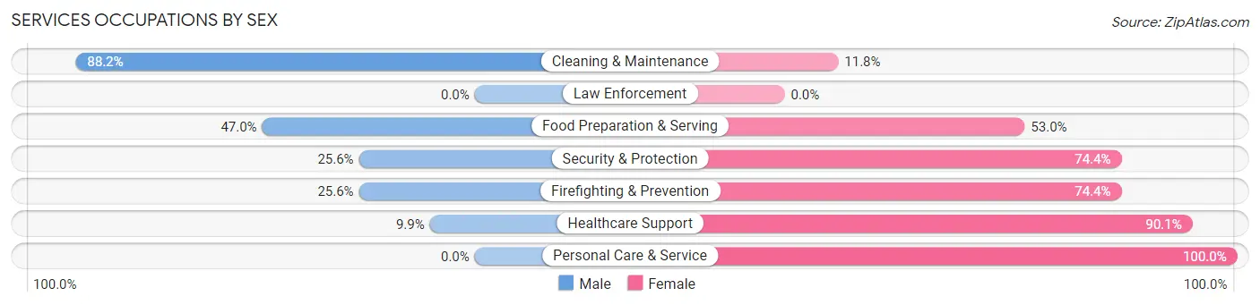 Services Occupations by Sex in Three Points