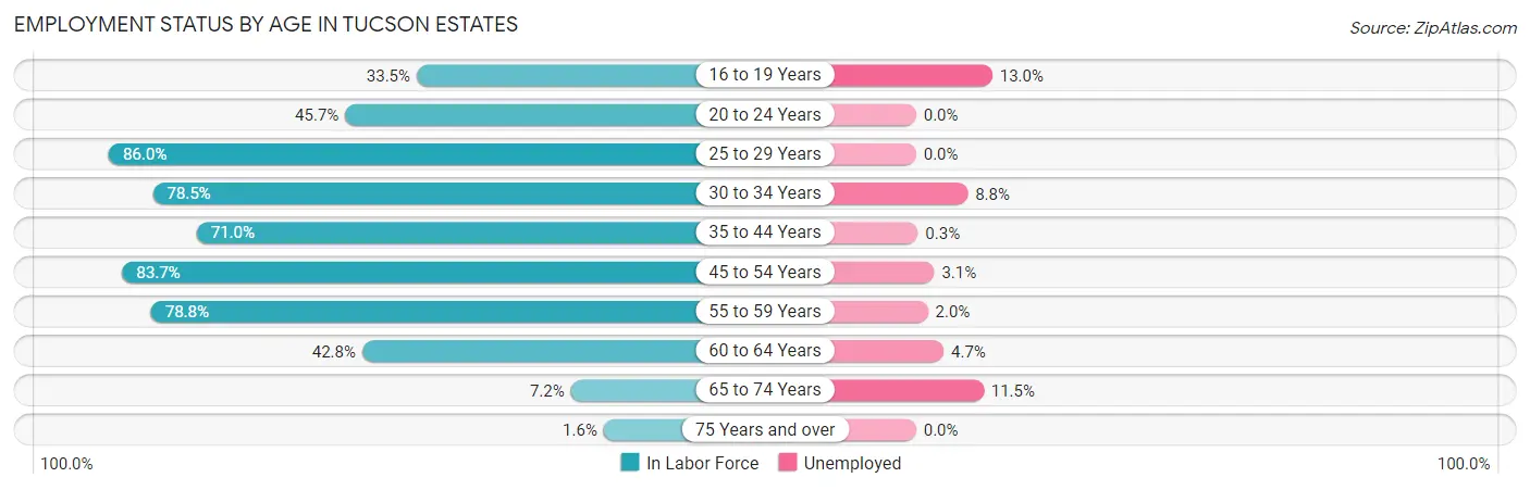 Employment Status by Age in Tucson Estates