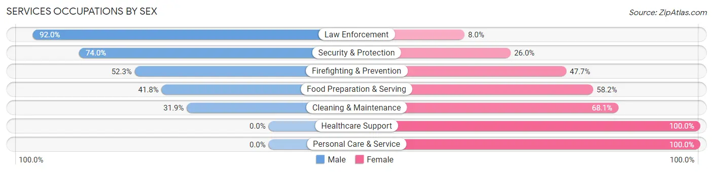 Services Occupations by Sex in Valencia West