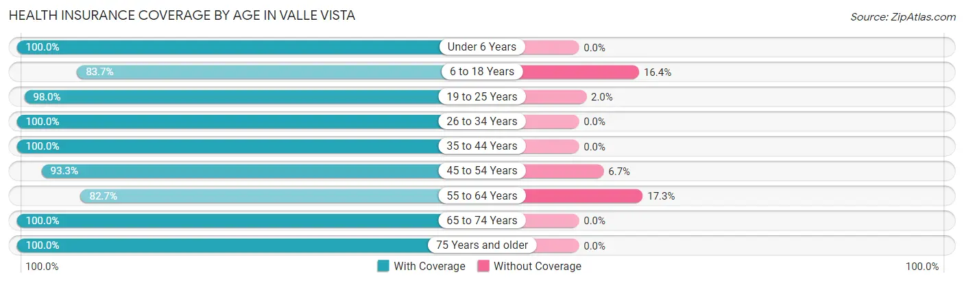 Health Insurance Coverage by Age in Valle Vista
