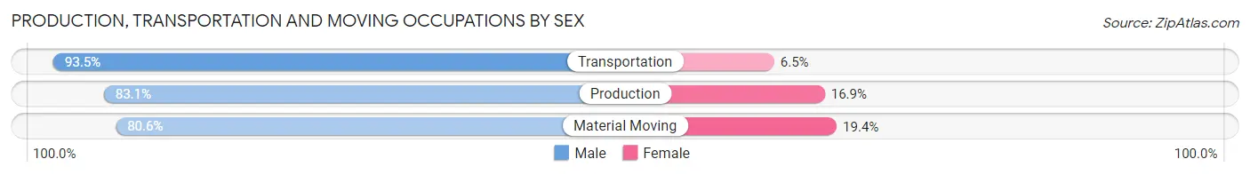 Production, Transportation and Moving Occupations by Sex in Verde Village