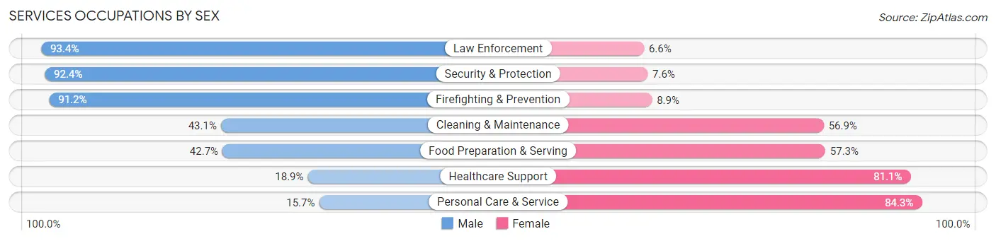 Services Occupations by Sex in Verde Village