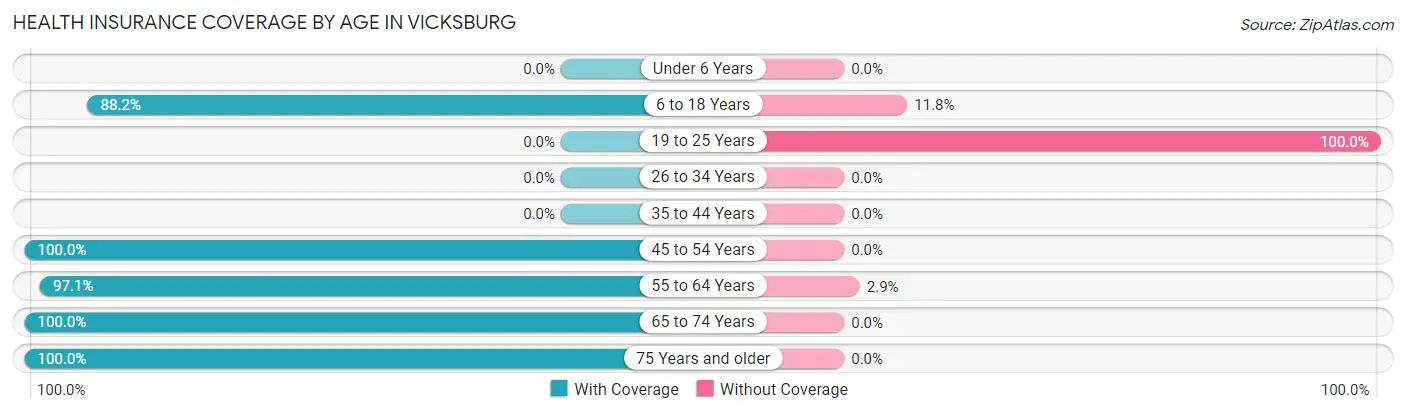 Health Insurance Coverage by Age in Vicksburg