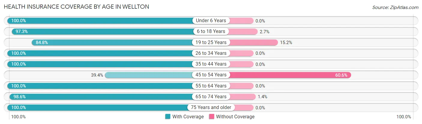 Health Insurance Coverage by Age in Wellton