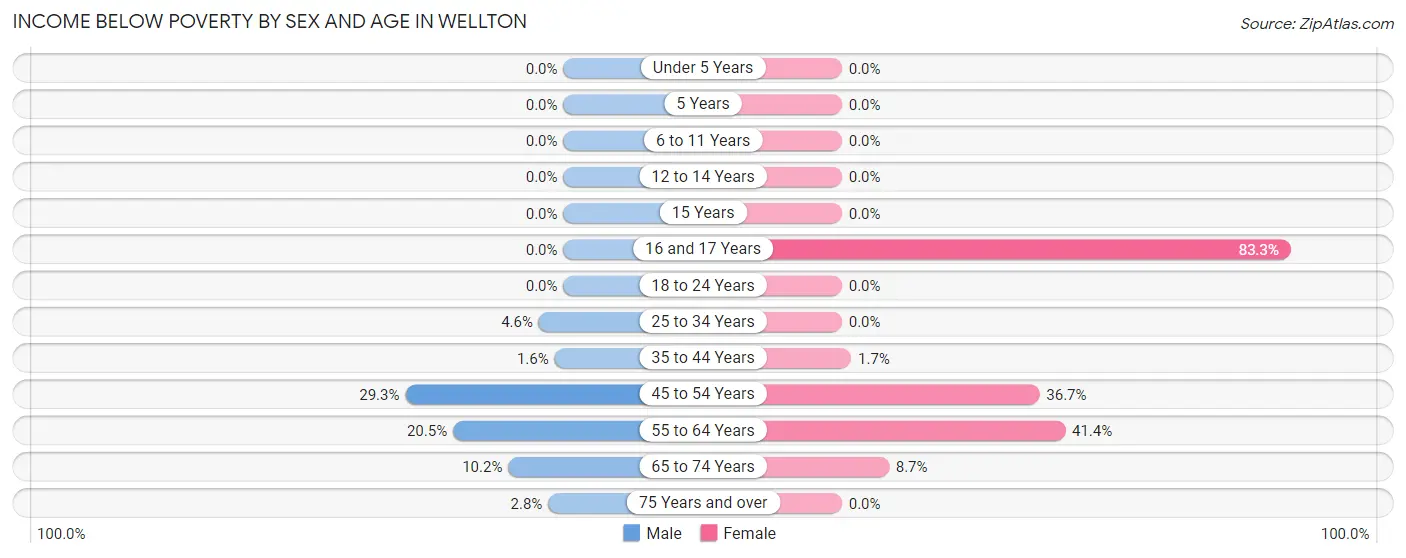 Income Below Poverty by Sex and Age in Wellton