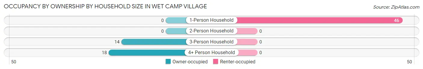 Occupancy by Ownership by Household Size in Wet Camp Village