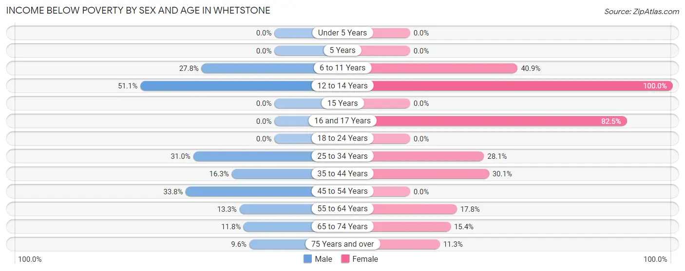 Income Below Poverty by Sex and Age in Whetstone