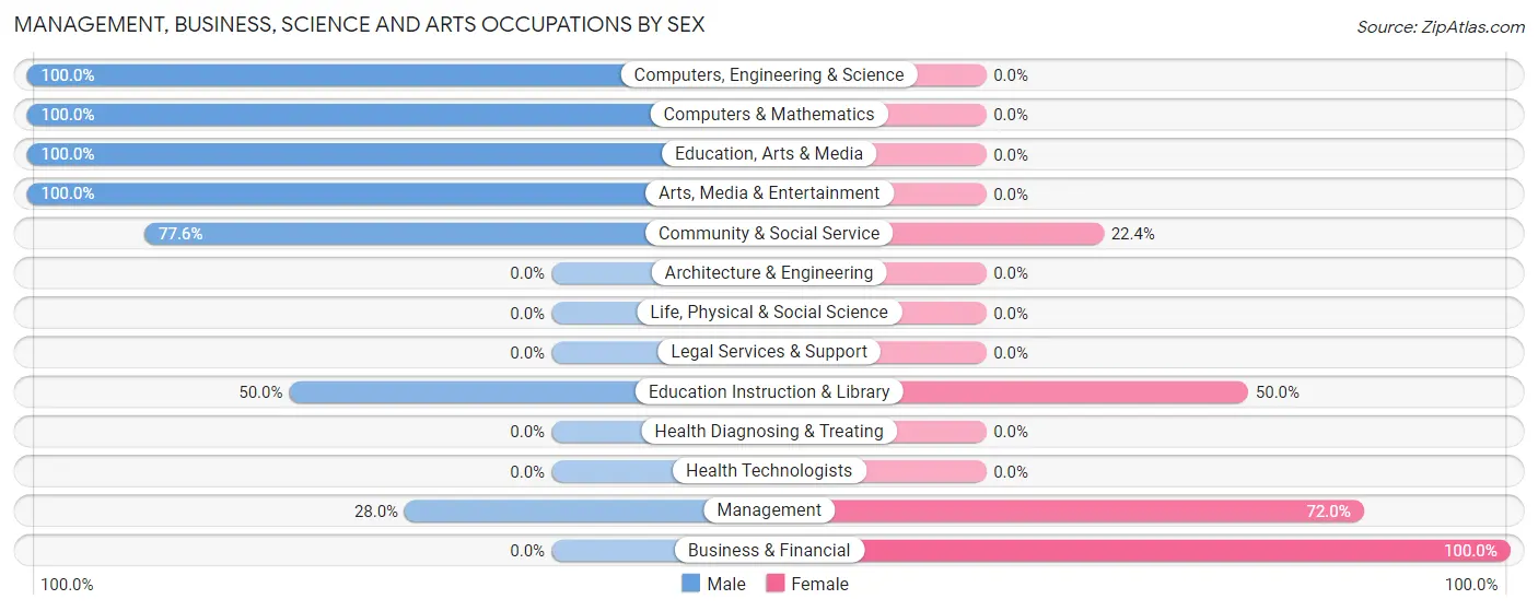 Management, Business, Science and Arts Occupations by Sex in Whetstone
