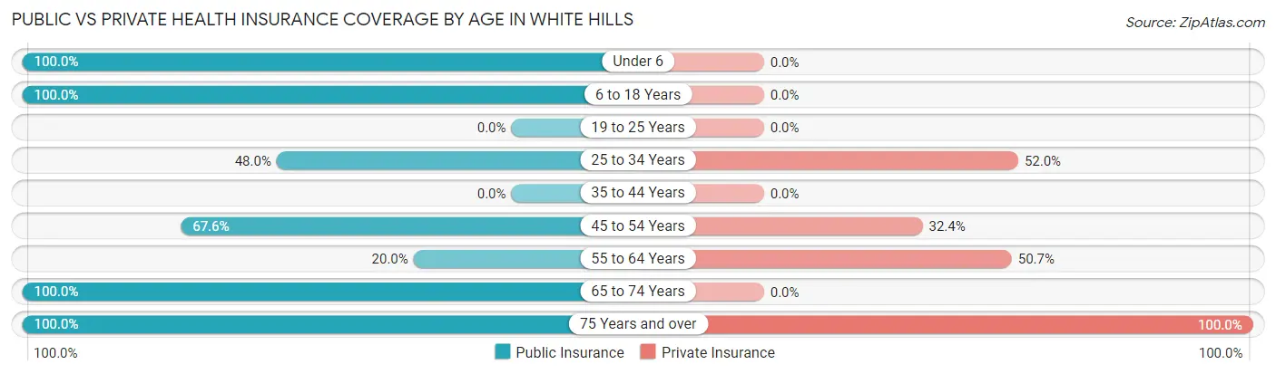 Public vs Private Health Insurance Coverage by Age in White Hills