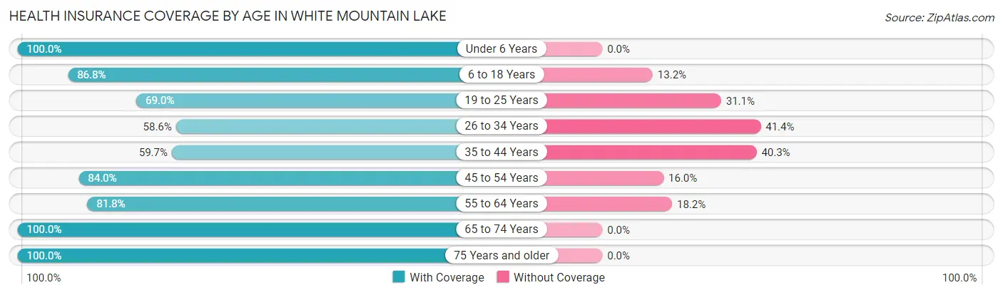 Health Insurance Coverage by Age in White Mountain Lake