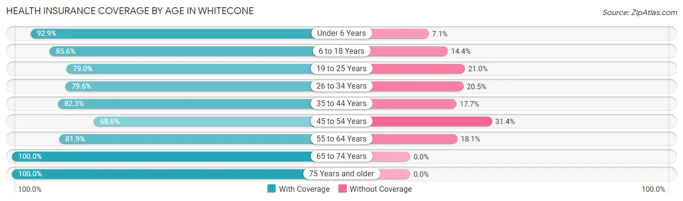Health Insurance Coverage by Age in Whitecone