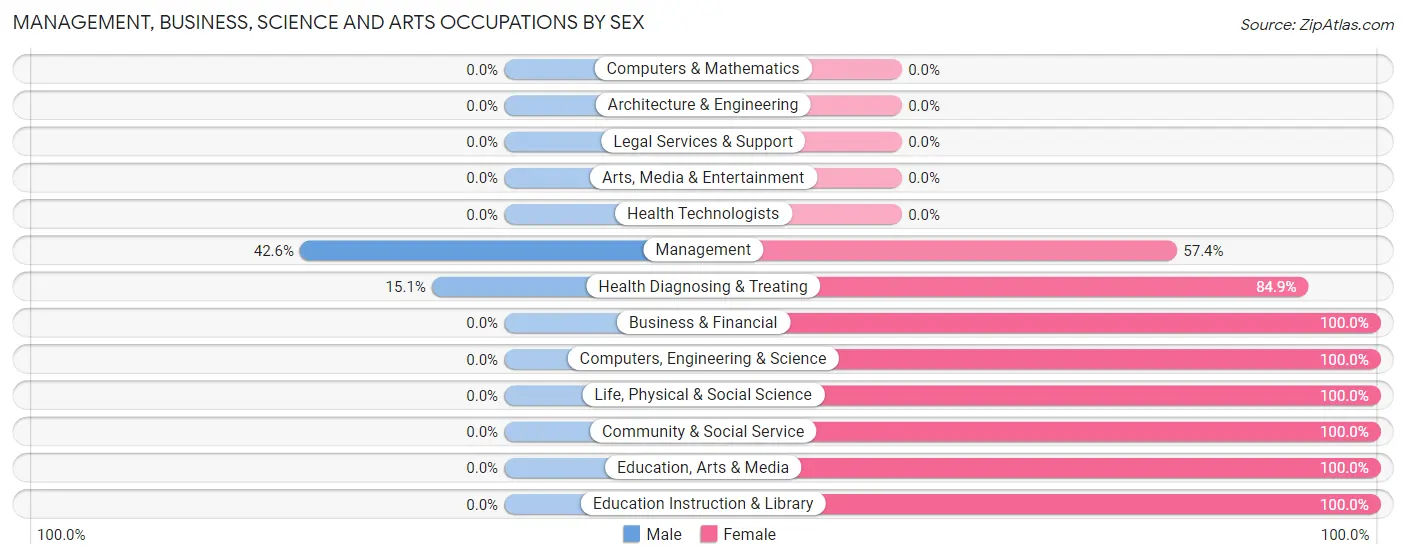 Management, Business, Science and Arts Occupations by Sex in Whiteriver
