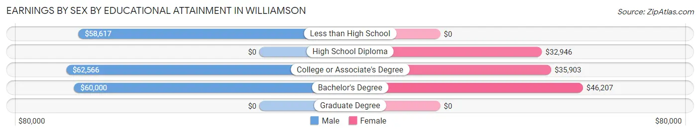 Earnings by Sex by Educational Attainment in Williamson