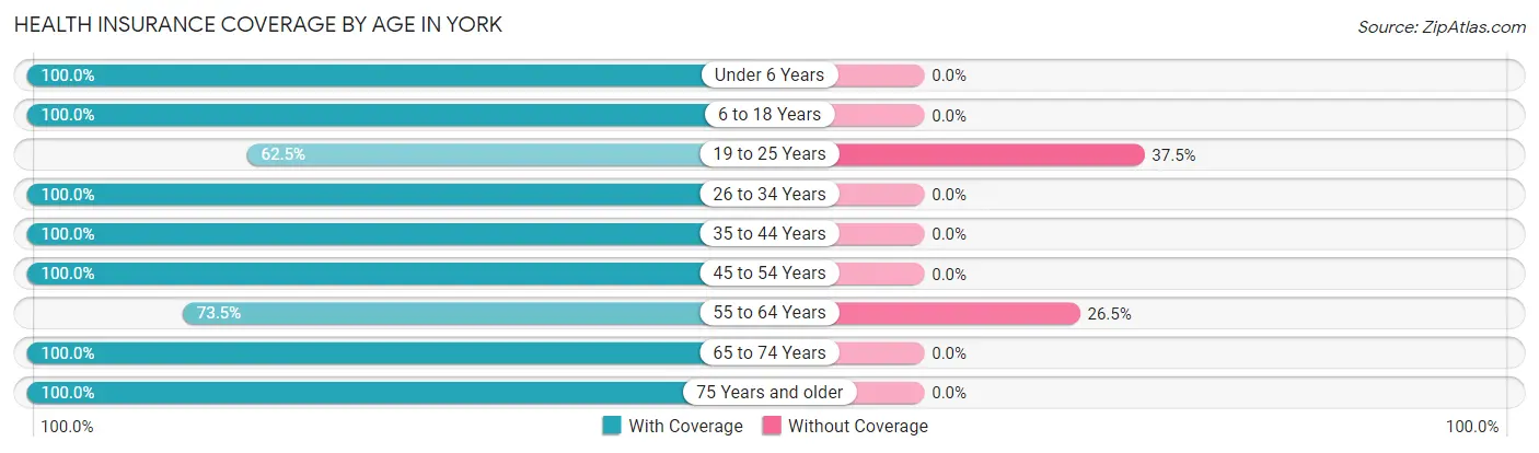 Health Insurance Coverage by Age in York