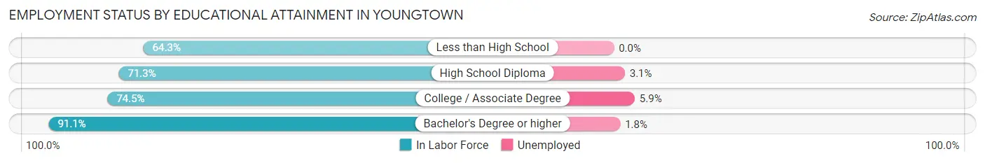 Employment Status by Educational Attainment in Youngtown