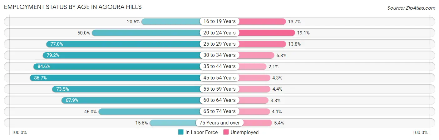 Employment Status by Age in Agoura Hills