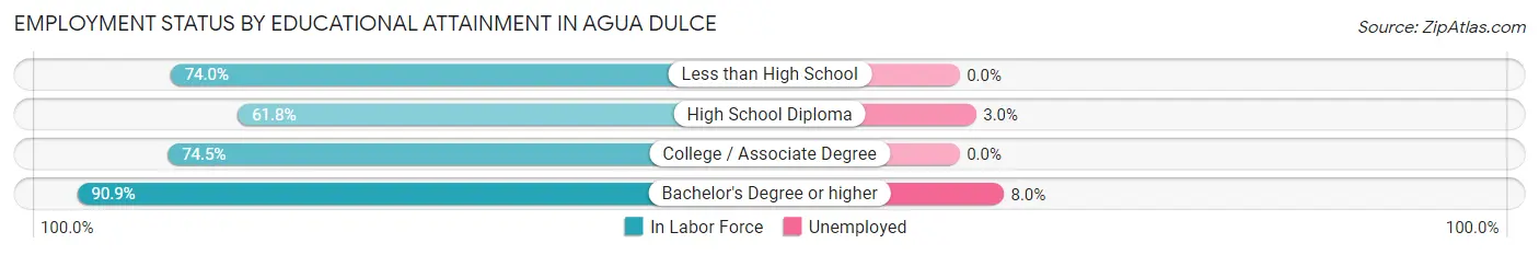 Employment Status by Educational Attainment in Agua Dulce