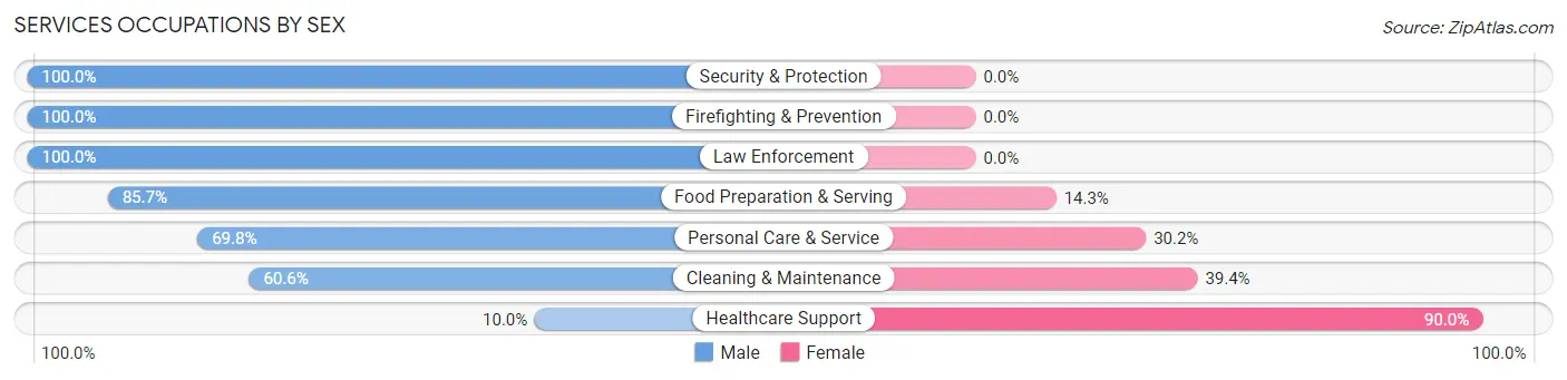 Services Occupations by Sex in Agua Dulce