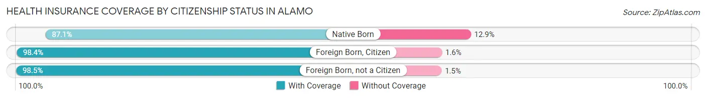 Health Insurance Coverage by Citizenship Status in Alamo