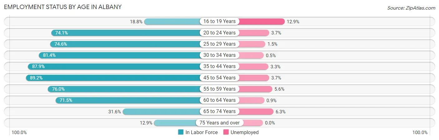 Employment Status by Age in Albany