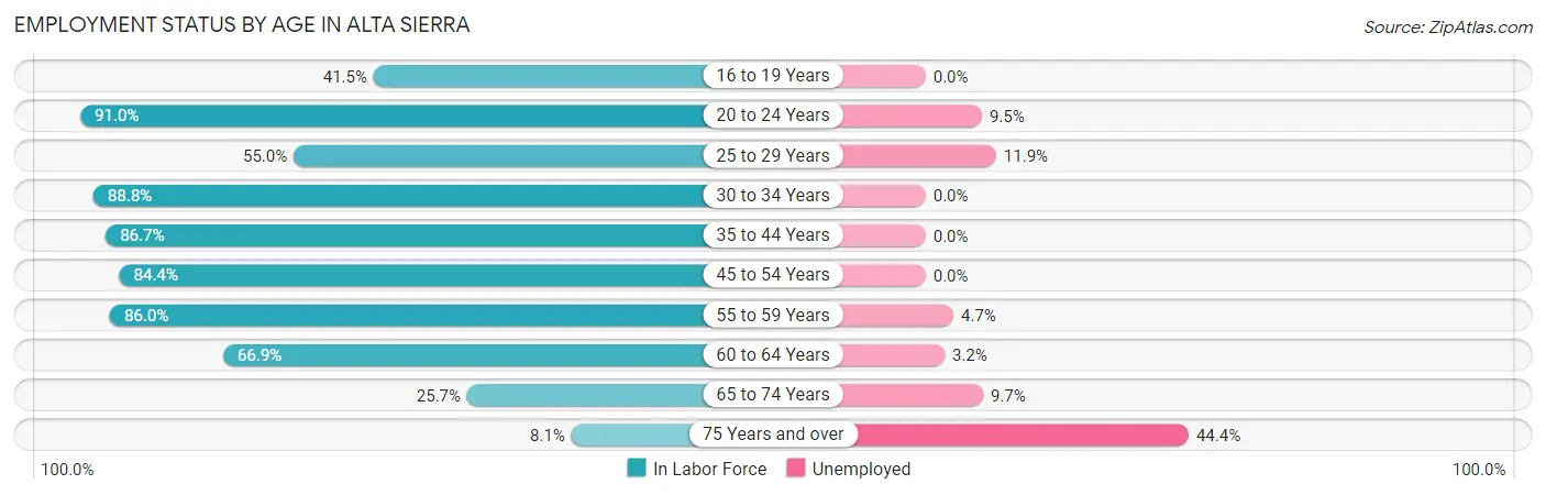 Employment Status by Age in Alta Sierra
