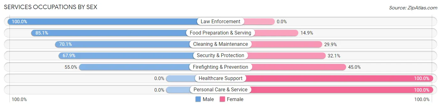 Services Occupations by Sex in Avalon