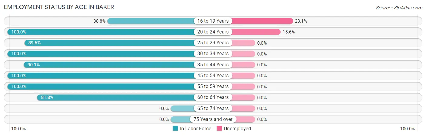 Employment Status by Age in Baker