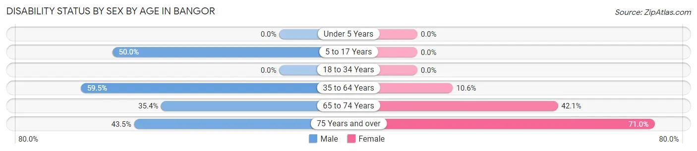 Disability Status by Sex by Age in Bangor