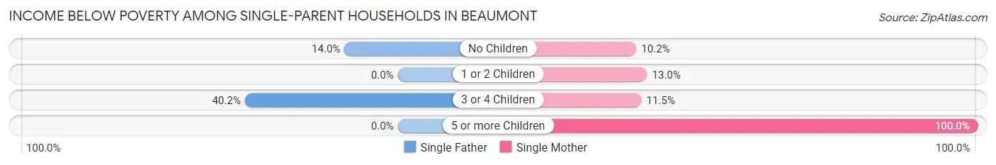 Income Below Poverty Among Single-Parent Households in Beaumont