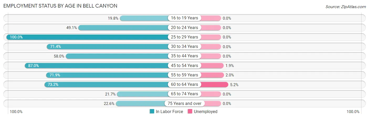 Employment Status by Age in Bell Canyon