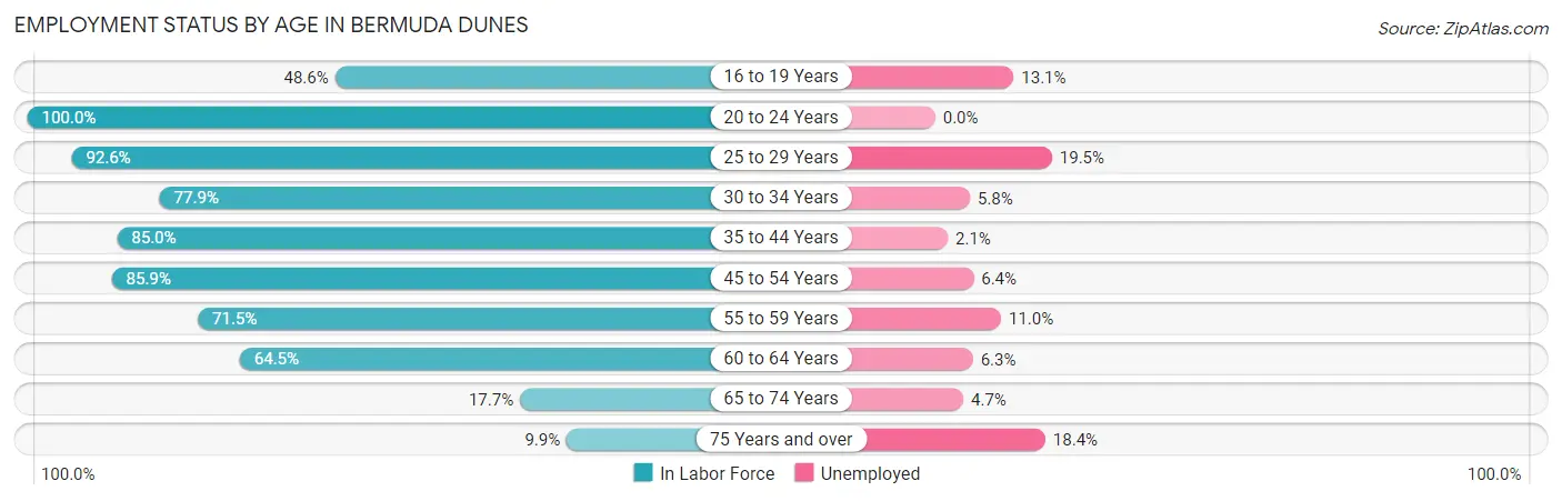Employment Status by Age in Bermuda Dunes