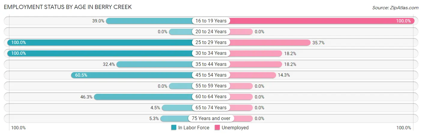 Employment Status by Age in Berry Creek