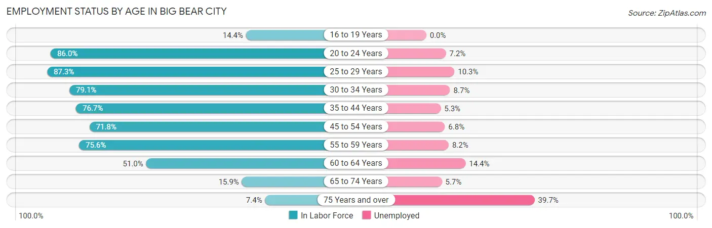 Employment Status by Age in Big Bear City