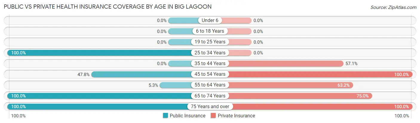 Public vs Private Health Insurance Coverage by Age in Big Lagoon