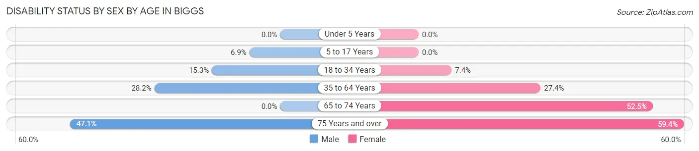 Disability Status by Sex by Age in Biggs