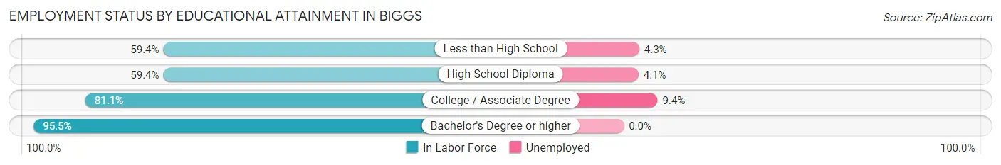 Employment Status by Educational Attainment in Biggs