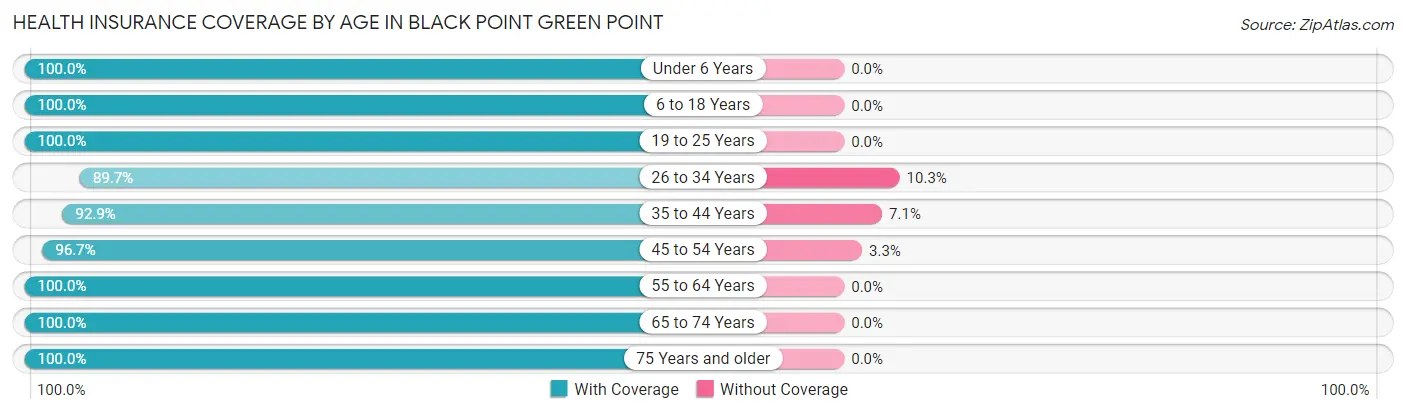 Health Insurance Coverage by Age in Black Point Green Point