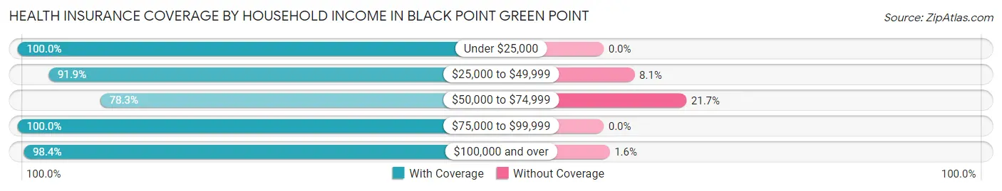 Health Insurance Coverage by Household Income in Black Point Green Point
