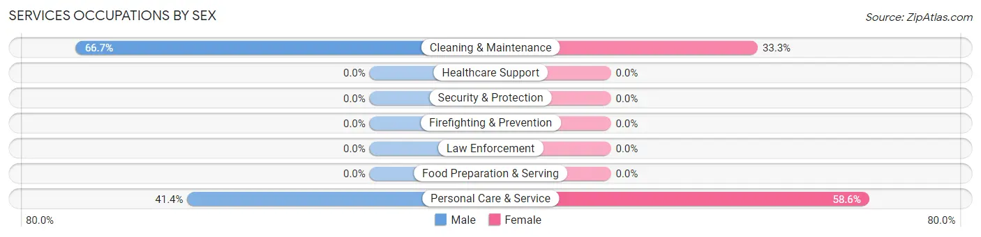 Services Occupations by Sex in Black Point Green Point
