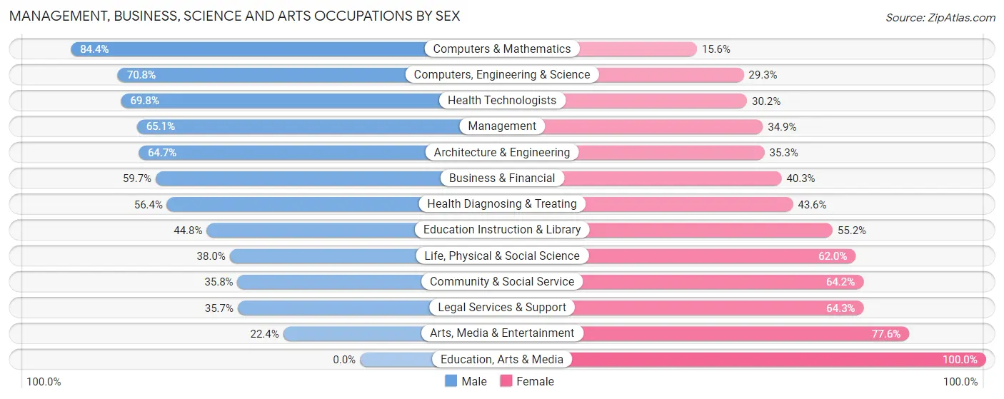 Management, Business, Science and Arts Occupations by Sex in Blackhawk